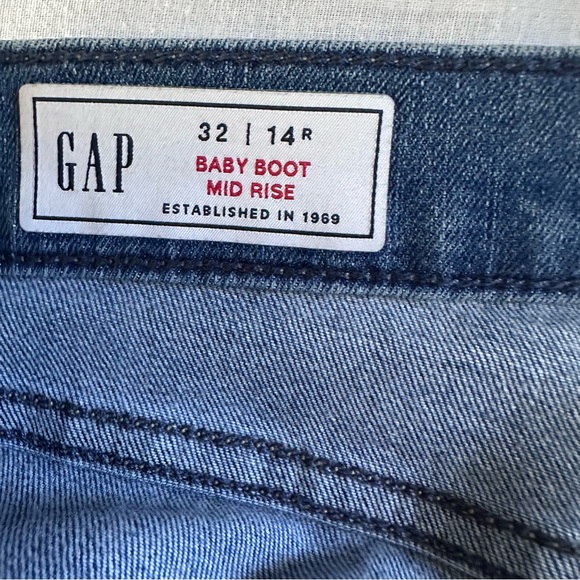 Gap Baby Boot Mid Rise Jeans 32 14R Light Wash Bootcut - Picture 6 of 8
